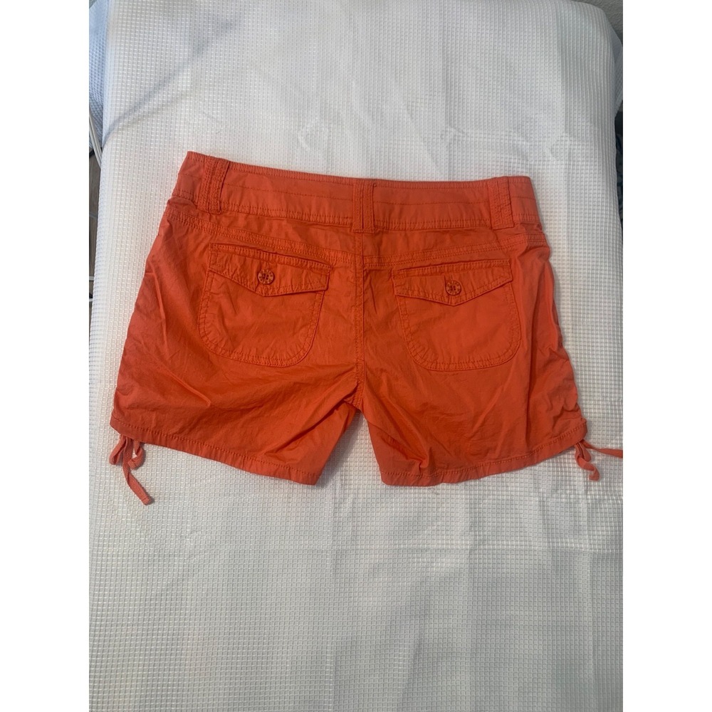 (B-55) 1st Kiss Orange Shorts Women Size 7 Stretch Cotton Casual Summer Drawstri - Picture 3 of 7